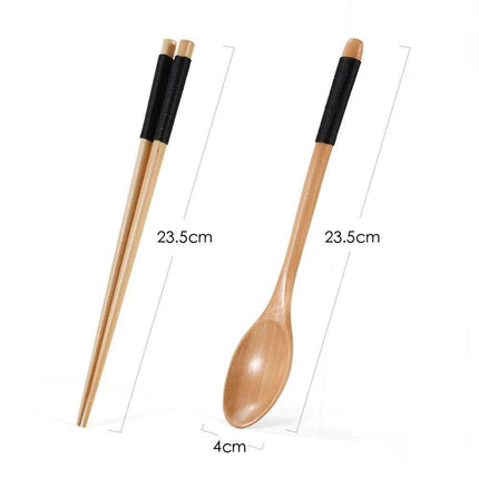 Elegant Japanese Wooden Sushi Cutlery Set with Reusable Chopsticks and Spoon