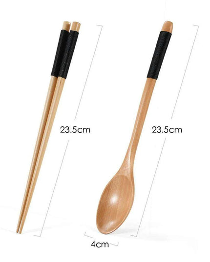 Elegant Japanese Wooden Sushi Cutlery Set with Reusable Chopsticks and Spoon