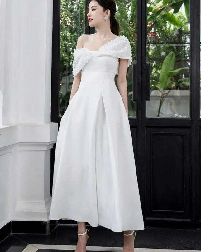 High Waist Pleated Evening Dress with Bowknot and Chic Patchwork Details for Women