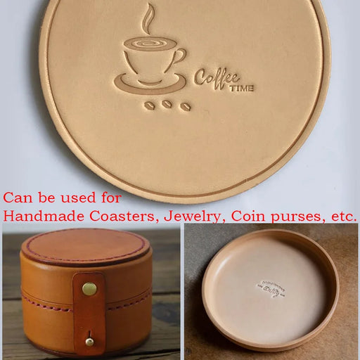 Artisan Leather Crafting Bundle: 2 Pieces of 8cm Round Vegetable-Tanned Cowhide for DIY Creations