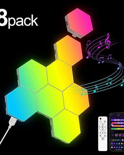RGB Hexagonal Music Sync Wall Panels - Transform Your Space with Dynamic Lighting for Gaming and Relaxation