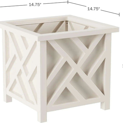 Chic White Lattice Planter Set for an Exquisite Outdoor Transformation