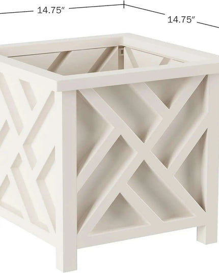 Chic White Lattice Planter Set for an Exquisite Outdoor Transformation