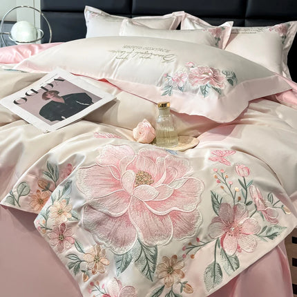 Beautiful Life 888 Luxury 100% Cotton Embroidered Duvet Cover Set, 4pc