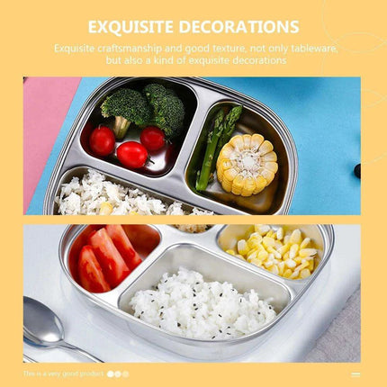 Sophisticated Stainless Steel Sectioned Plate for Gourmet Dining