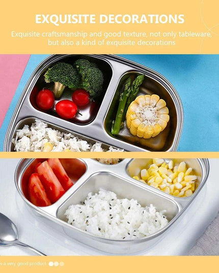 Sophisticated Stainless Steel Sectioned Plate for Gourmet Dining