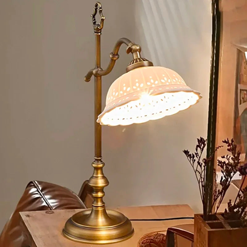 Nordic Copper & Ceramic LED Desk Lamp – Warm & Neutral Light