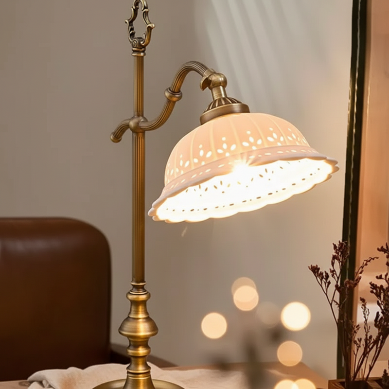 Nordic Copper & Ceramic LED Desk Lamp – Warm & Neutral Light