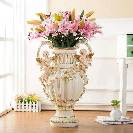 Luxurious Angelic Resin Floor Vase for Exquisite Home and Hotel Decor
