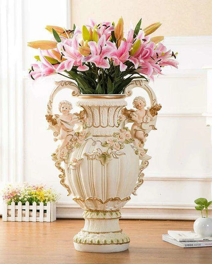 Luxurious Angelic Resin Floor Vase for Exquisite Home and Hotel Decor