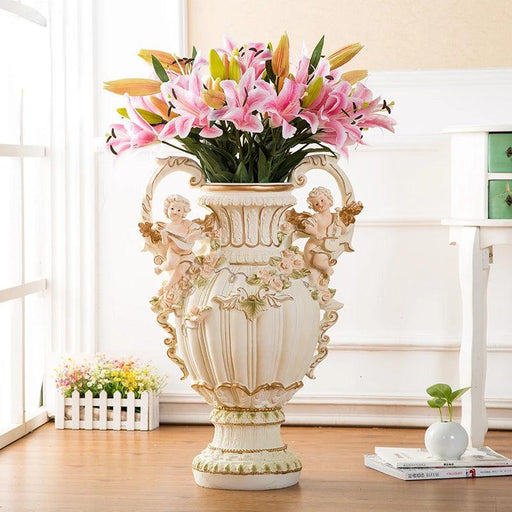 Luxurious Angelic Resin Floor Vase for Exquisite Home and Hotel Decor