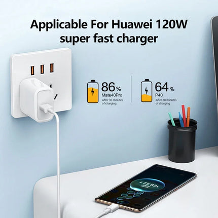 120W USB-A to USB-C Fast Charging Cable — 10A, 0.3m to 2m