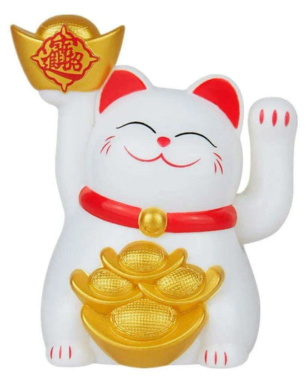 Solar-Powered Waving Lucky Cat Figurine - A Symbol of Joy and Good Fortune