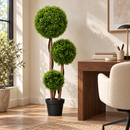 Artificial Three-Ball Topiary Tree in Pot – 110 cm Artificial Trees homcom-artificial-boxwood-tree-with-3-balls-bamboo-leaves-pot-included-indoor-and-outdoor-height-110-cm-green Home & Kitchen > Home Décor Products > Artificial Plants & Flowers > Artificial Trees