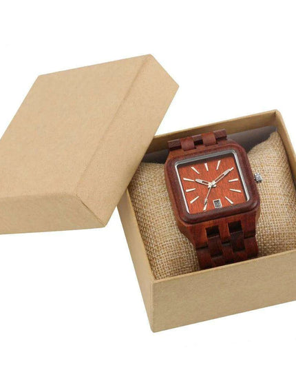 Eco-Conscious Style: Men's Artisan Wooden Quartz Watch with Vibrant Multicolor Band
