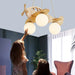 Wood Airplane Chandelier for Kids' Bedroom - LED Pendant Lamp