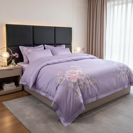 Beautiful Life 888 Luxury 100% Cotton Embroidered Duvet Cover Set, 4pc