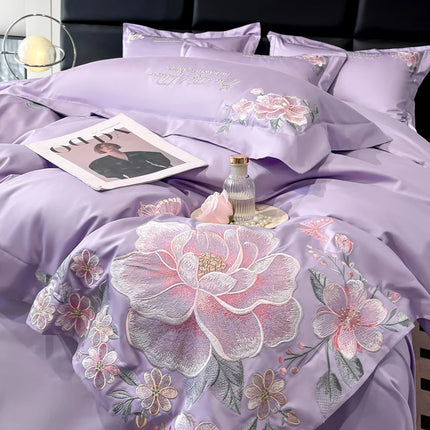 Beautiful Life 888 Luxury 100% Cotton Embroidered Duvet Cover Set, 4pc