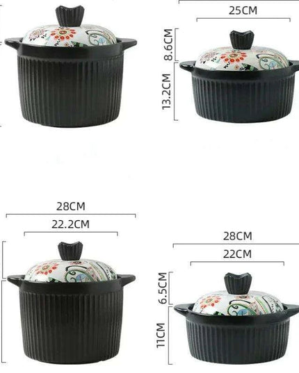 Artisan Japanese Ceramic Stew Pot with Artistic Design and Ample Capacity