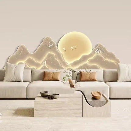 Cream Style Mountain Painting Wall Lamp | High-End Decorative Sconce