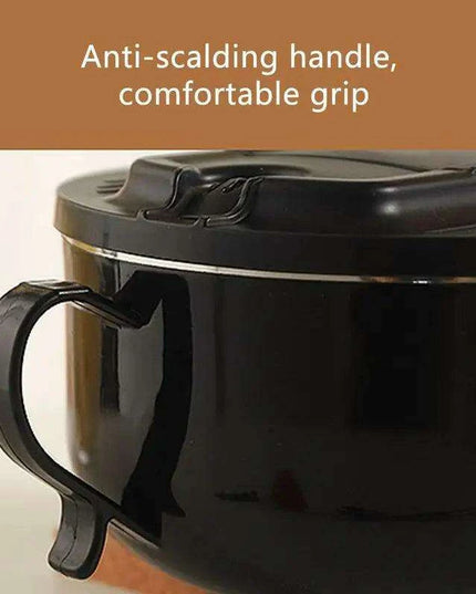 1000ml Insulated Stainless Steel Ramen Bowl with Lid - Perfect for Instant Noodles, Salads, and Soups for 1-2 People