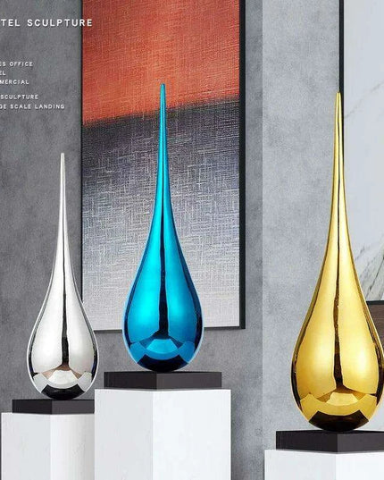 Modern Abstract Water Drop Fiberglass Sculpture