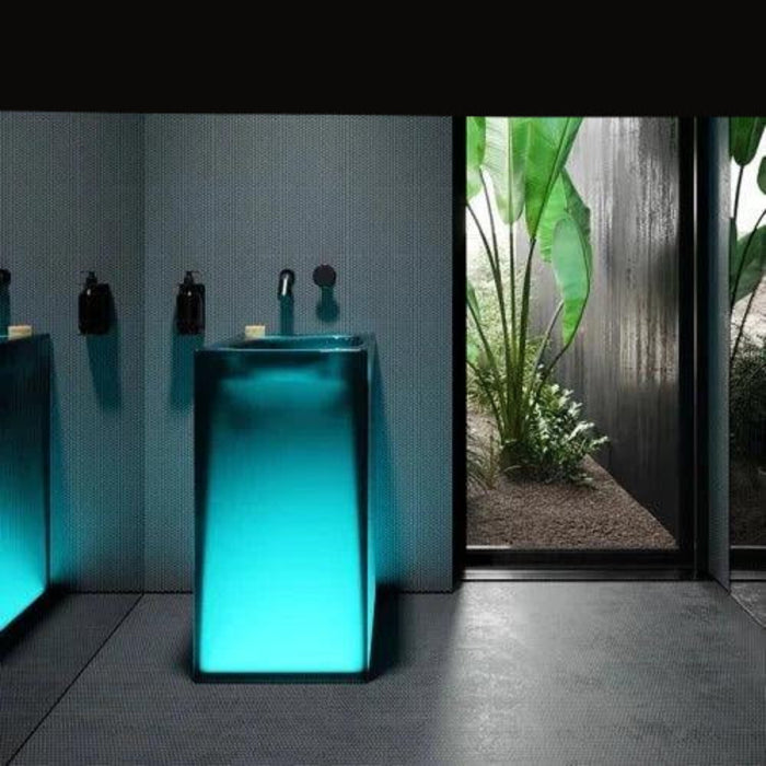 Blue Illumination Floor-Standing Washbasin