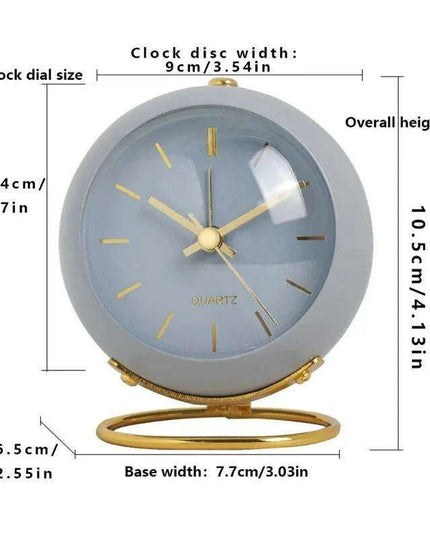 Modern Metal Frame Analog Alarm Clock with Soft Night Light – Chic Home Accent & Perfect Gift