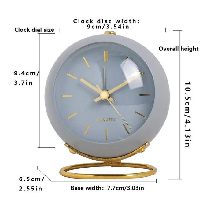 Modern Metal Frame Analog Alarm Clock with Soft Night Light – Chic Home Accent & Perfect Gift