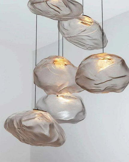 Sophisticated Smoky Grey Cloud Glass Pendant Lamp - Modern Hanging Light for Chic Home Interiors