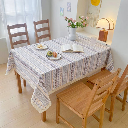 Jacquard Lace Tablecloth — Bohemian & Blue Song, 9 Sizes