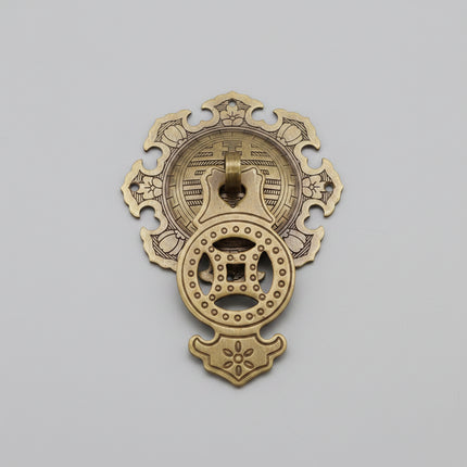 Brass No-Drill Drawer Pull Small Vintage Circle Ring Handle for Furnit