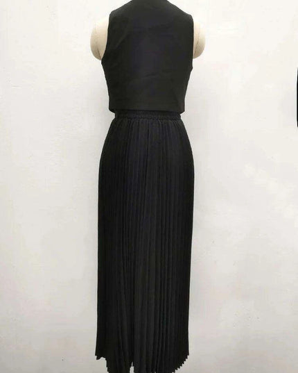 Sophisticated 2-Piece Floral Waistcoat and Flowing Skirt Set for Women