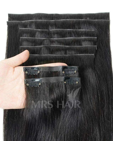 Invisible Seamless Clip-In Human Hair Extensions - 8 Piece Set, 100G/120G, 12-22 Inch Lengths