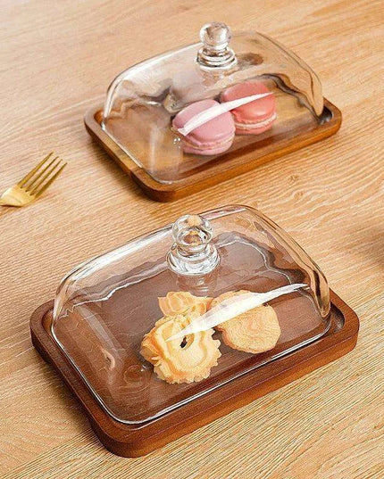 Elegant Wooden and Glass Tiered Dessert Stand – Perfect for Showcasing Cakes, Macarons, and Fresh Fruits at Special Events