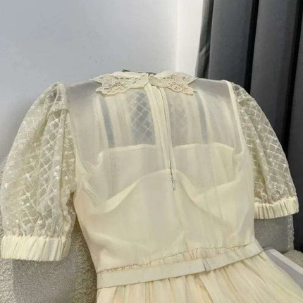 Chic Summer A-linen Sweetheart Lace Puff-sleeve Dress for Women