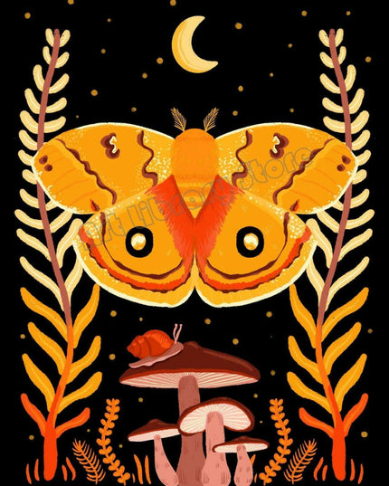 Enchanting Insect Canvas Art: Vibrant Moth and Golden Beetle Decor for a Playful Home