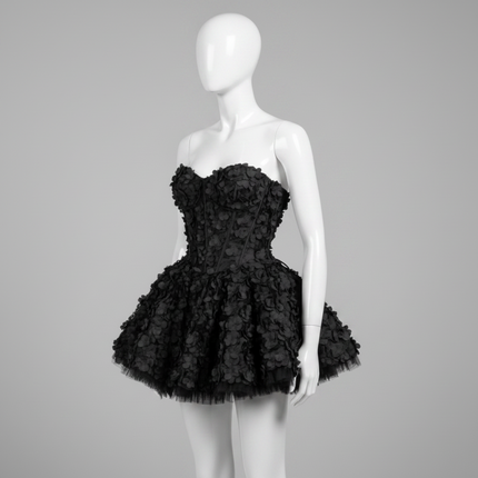 Strapless Floral Petal A-Line Cocktail Dress — Elegant Evening & Prom Gown