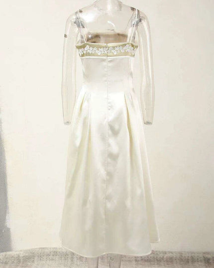 Chic Embroidered Strapless High-Waisted Evening Dress for Women