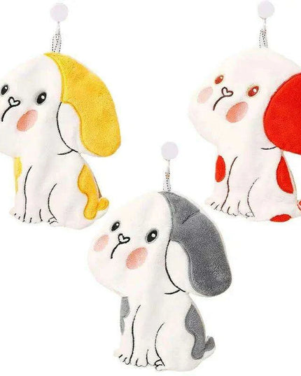 Adorable Dog-Shaped Coral Velvet Hand Towel with Convenient Hanging Loop - Perfect for Home Decor