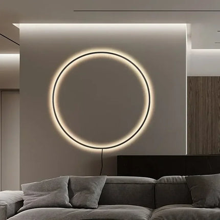 Nordic Round Ring LED Wall Sconce — USB & AC, Black or Gold, D30–D120cm | Très Élite