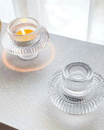 Elegant Double-Faced Glass Candle Holder for Home and Event Decor