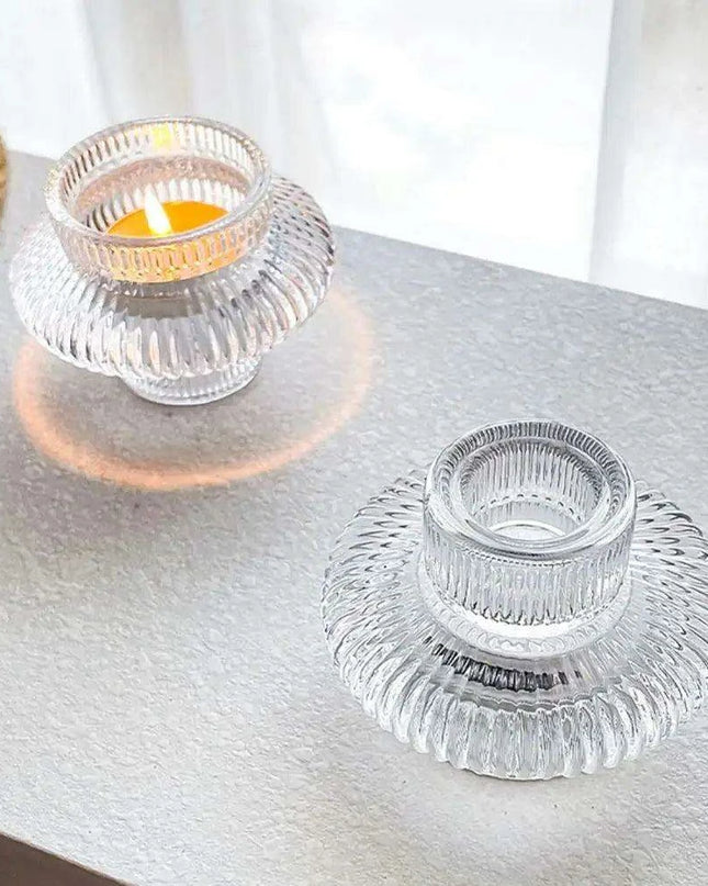 Elegant Double-Faced Glass Candle Holder for Home and Event Decor