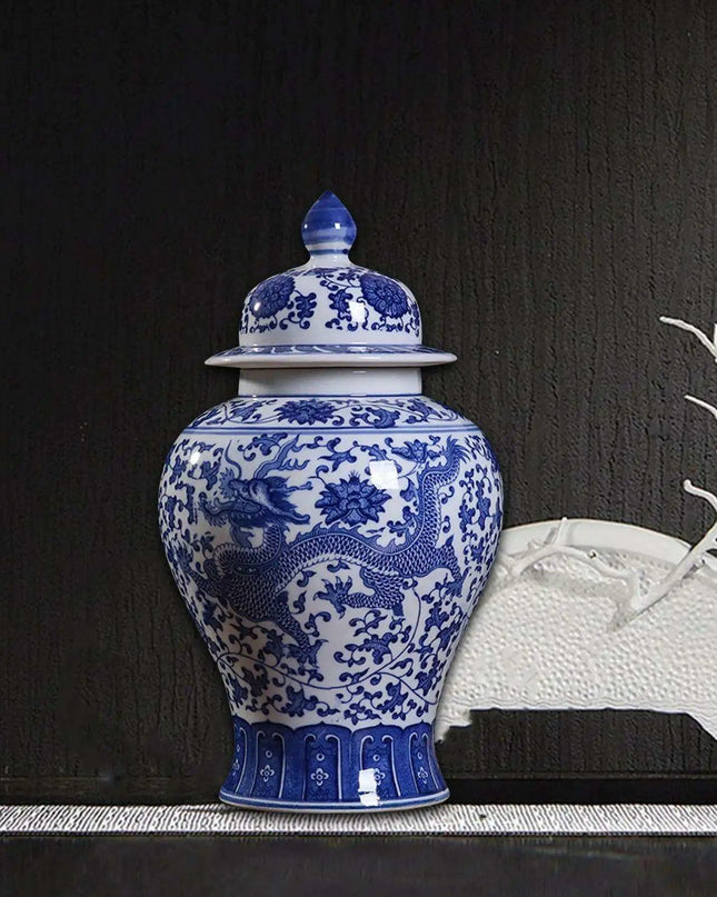 Elegant Porcelain Blue Blossom Storage Jar with Artistic Flair