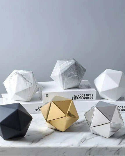 Elegant Marbled Ceramic Geometric Polyhedron Decorative Ball