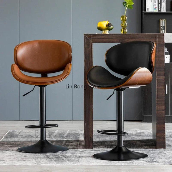 Luxurious Leather Adjustable Bar Chair - Modern Comfort and Style