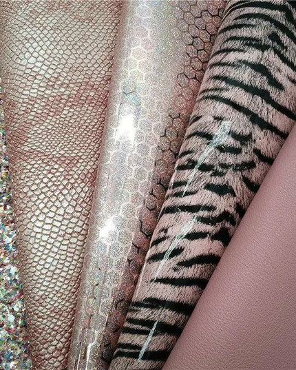 Glittery Pink Tiger & Serpent Faux Leather DIY Crafting Set