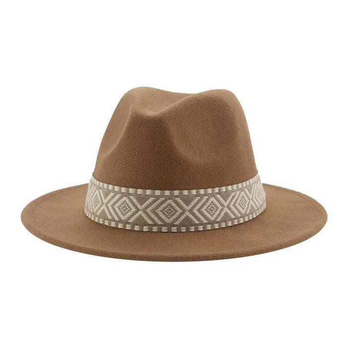 Versatile Unisex Panama Cowboy Hat - Wide Brim Fedora in Classic Camel, Black, and White Felt Options