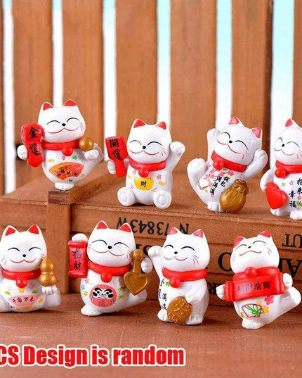 Charming Mini Maneki Neko Waving Cat Figurine - Good Luck Home Accent and Gift
