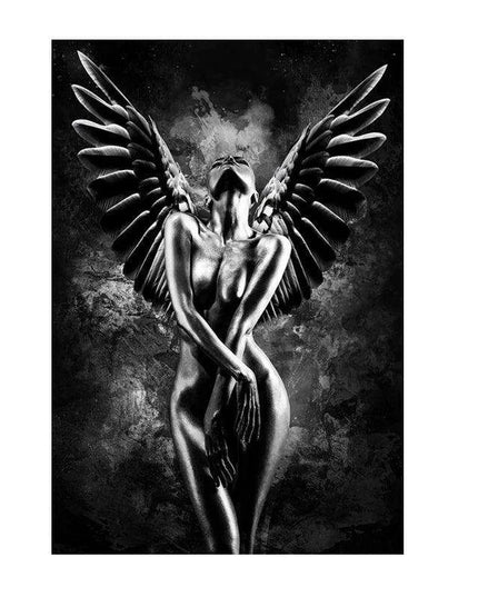 Elegant Crimson Muse: Contemporary Abstract Lady Canvas Art